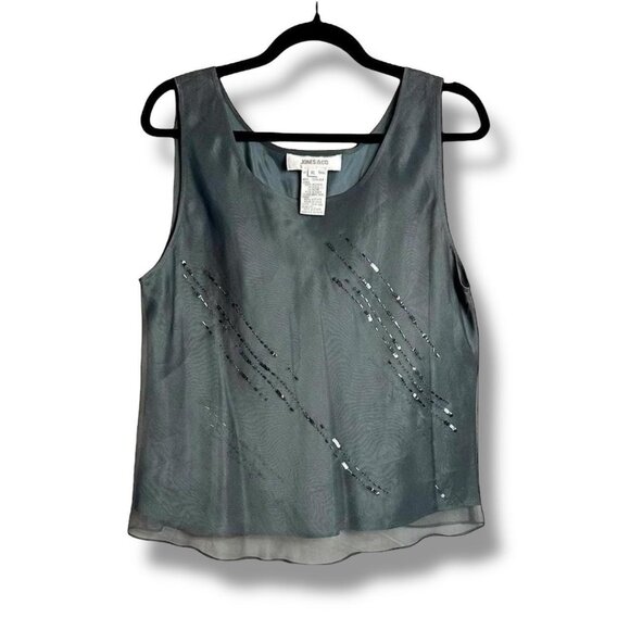 2000s silk beaded ethereal whimsigoth chiffon layered tank top NWT Jones & Co XL - Picture 7 of 8